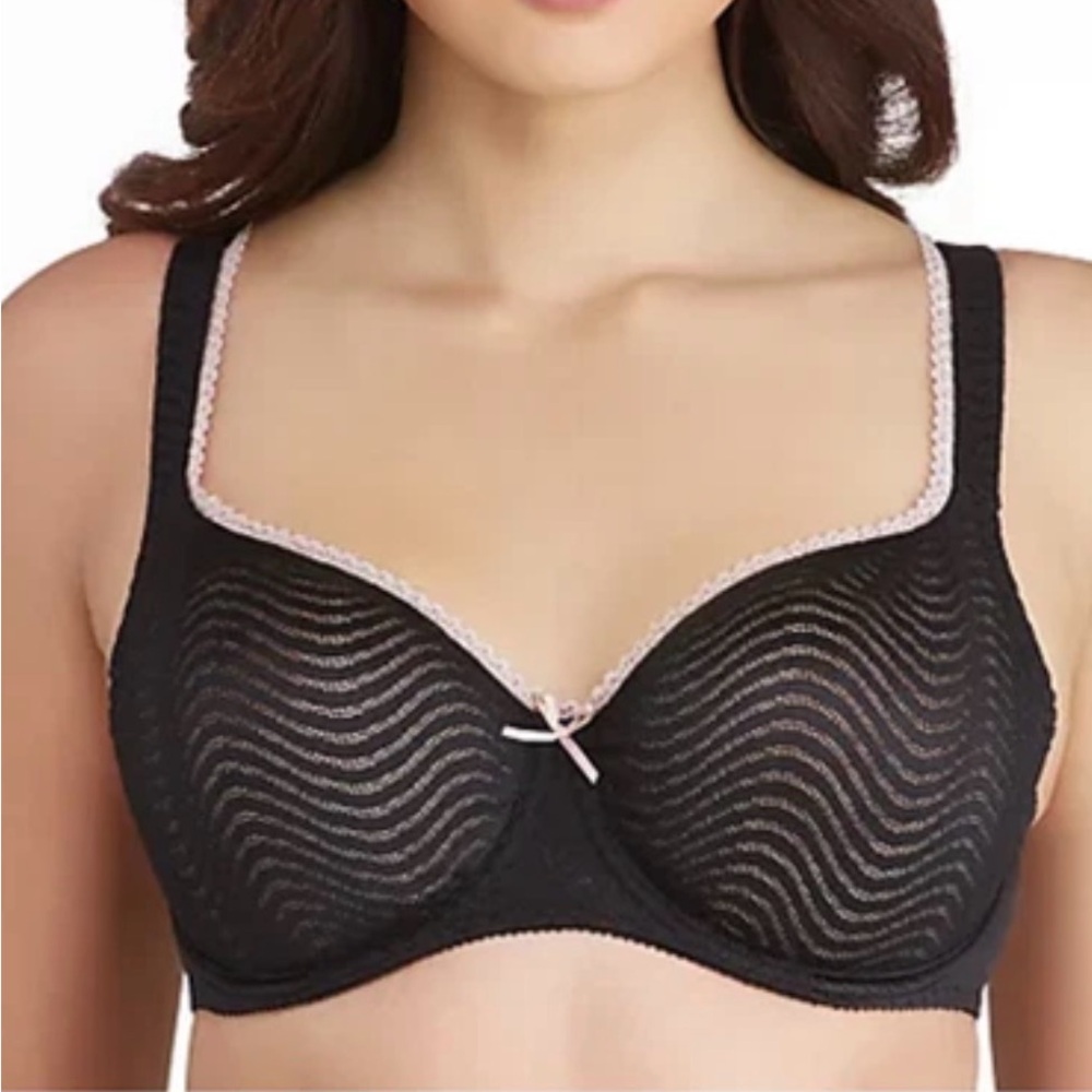 Empreinte Kaela Bra Size US 40 F Seamless Full Cup Black Lace Underwire Unlined
